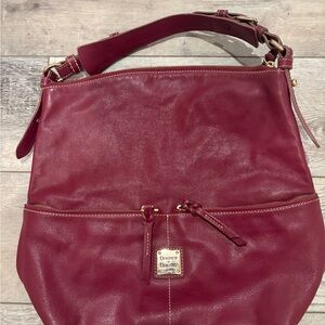 Vintage Dooney & Bourke Burgundy Leather Hobo Bag